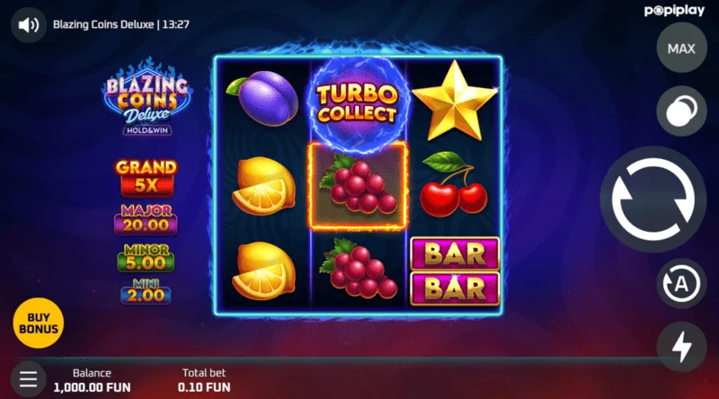 Blazing Coins Deluxe pantalla de juego